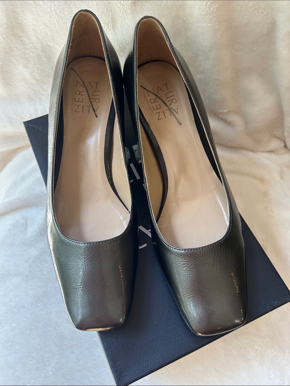 Naturalizer gunmetal Square-Toe Leather Pumps